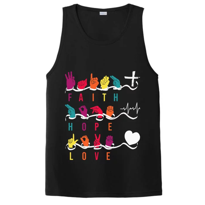 Faith Hope Love Asl American Sign Language Performance Tank