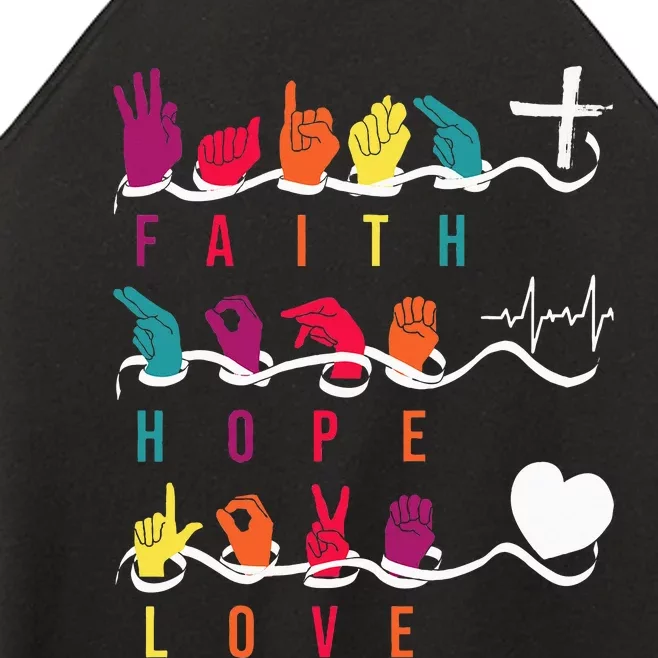 Faith Hope Love Asl American Sign Language Women’s Perfect Tri Rocker Tank