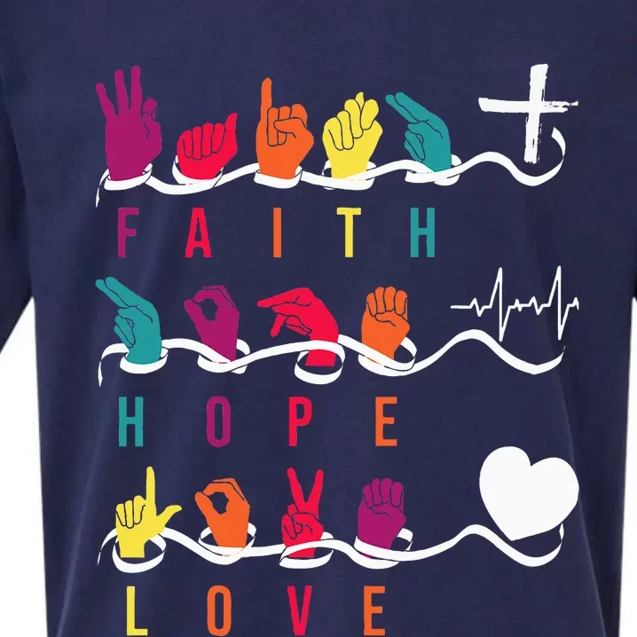 Faith Hope Love Asl American Sign Language Sueded Cloud Jersey T-Shirt