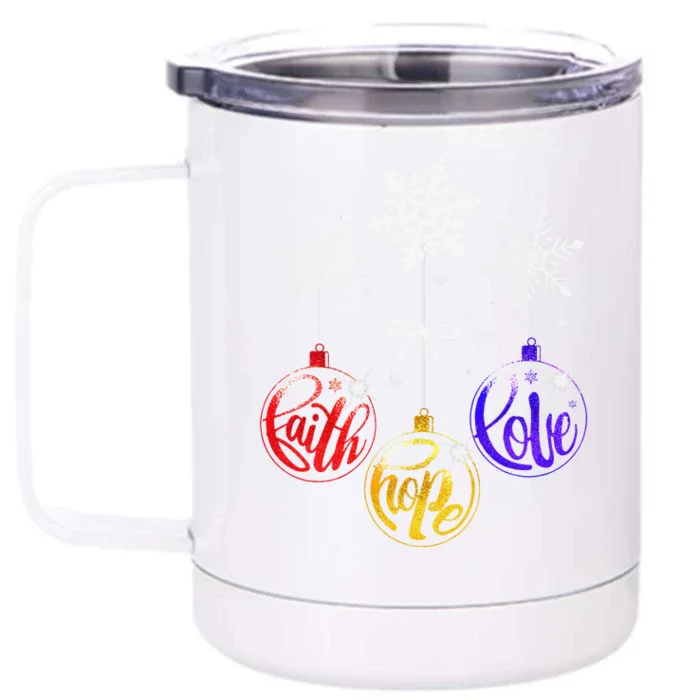 Faith Hope Love Discoball Faith In Jesus Christmas Costume Front & Back 12oz Stainless Steel Tumbler Cup