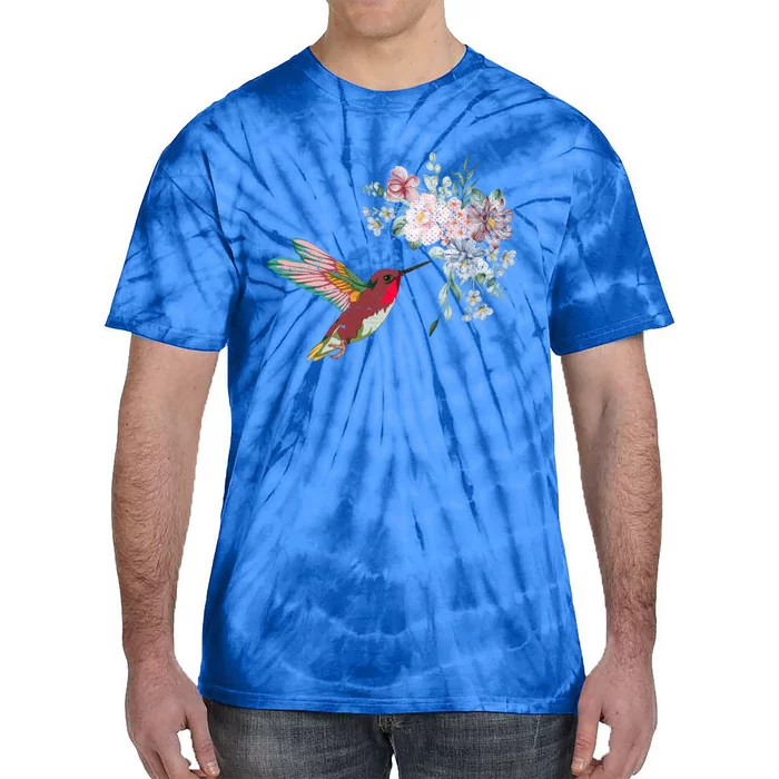 Flowers Hummingbird Lover Vintage Nature Hummingbird Gift Tie-Dye T-Shirt