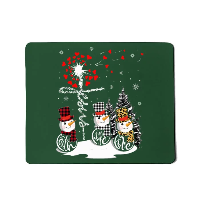 Faith Hope Love Snowman Jesus Dandelion Christian Christmas Mousepad