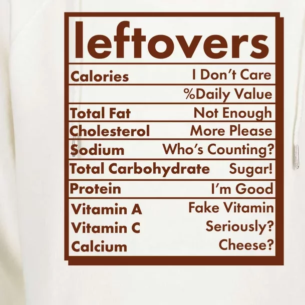 Funny Holiday Leftovers Nutrition Guide Womens Funnel Neck Pullover Hood