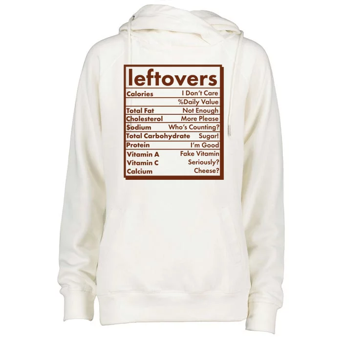 Funny Holiday Leftovers Nutrition Guide Womens Funnel Neck Pullover Hood