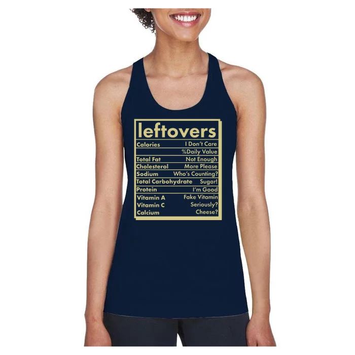 Funny Holiday Leftovers Nutrition Guide Women's Racerback Tank