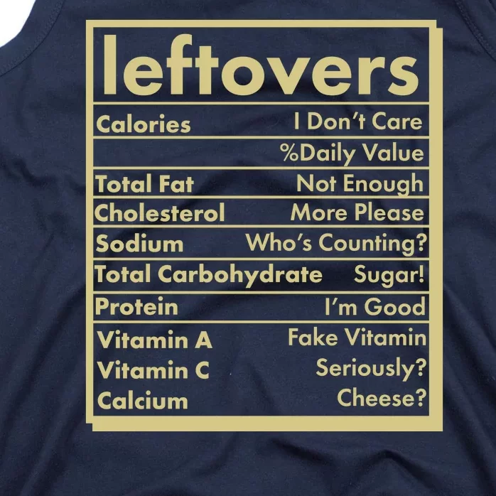 Funny Holiday Leftovers Nutrition Guide Tank Top