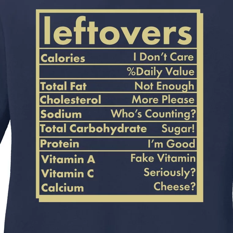 Funny Holiday Leftovers Nutrition Guide Ladies Long Sleeve Shirt