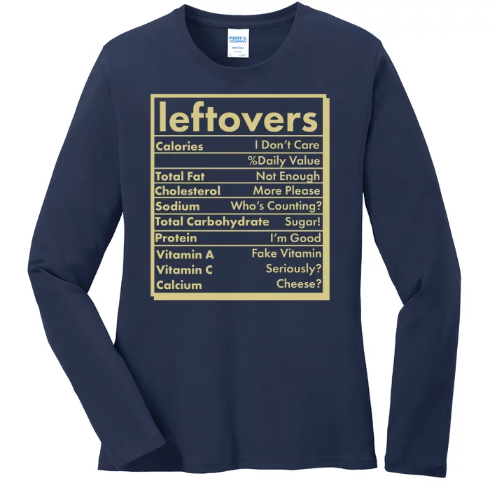 Funny Holiday Leftovers Nutrition Guide Ladies Long Sleeve Shirt