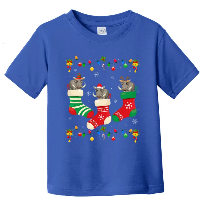 Festive Holiday Lights with Playful Santa Hat and Socks Toddler T-Shirt