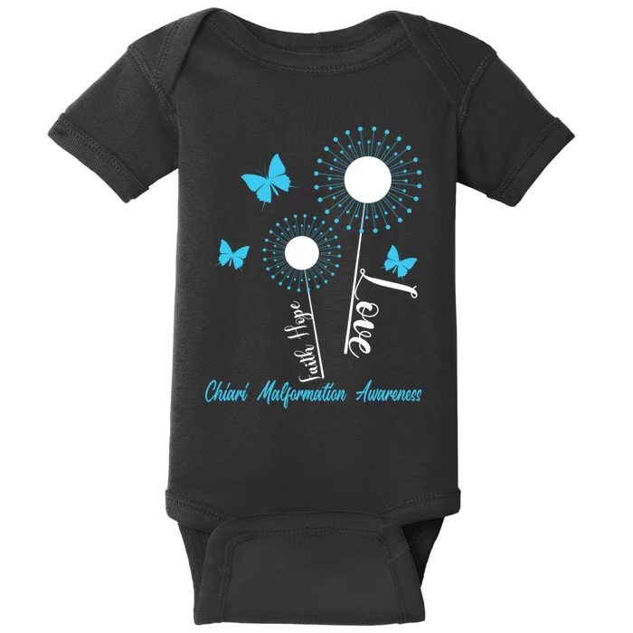 Faith Hope Love Dandelion Chiari Malformation Awareness Baby Bodysuit