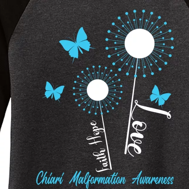 Faith Hope Love Dandelion Chiari Malformation Awareness Women's Tri-Blend 3/4-Sleeve Raglan Shirt