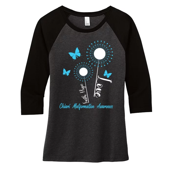 Faith Hope Love Dandelion Chiari Malformation Awareness Women's Tri-Blend 3/4-Sleeve Raglan Shirt