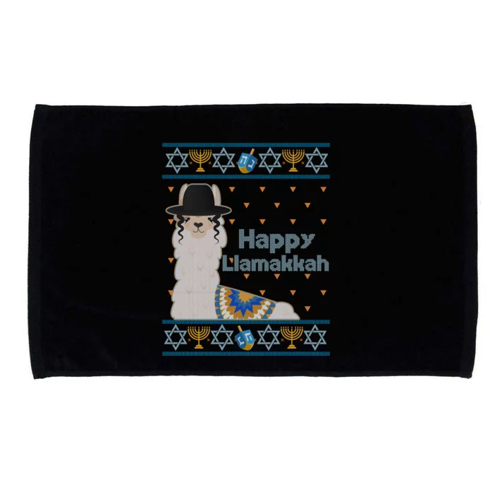 Funny Happy Llamakkah Ugly Hanukkah Sweater Microfiber Hand Towel