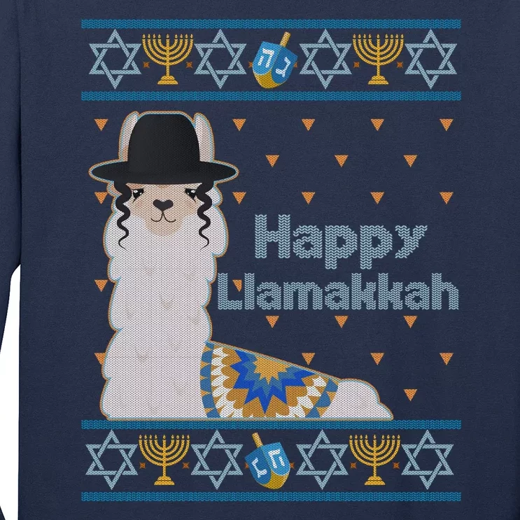 Funny Happy Llamakkah Ugly Hanukkah Sweater Long Sleeve Shirt