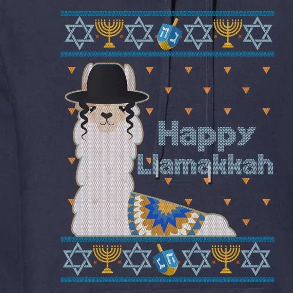 Funny Happy Llamakkah Ugly Hanukkah Sweater Premium Hoodie