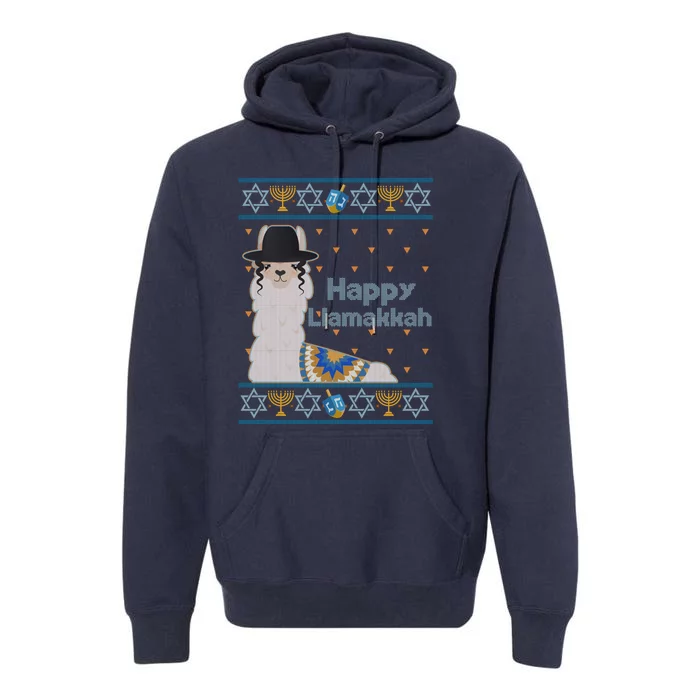 Funny Happy Llamakkah Ugly Hanukkah Sweater Premium Hoodie