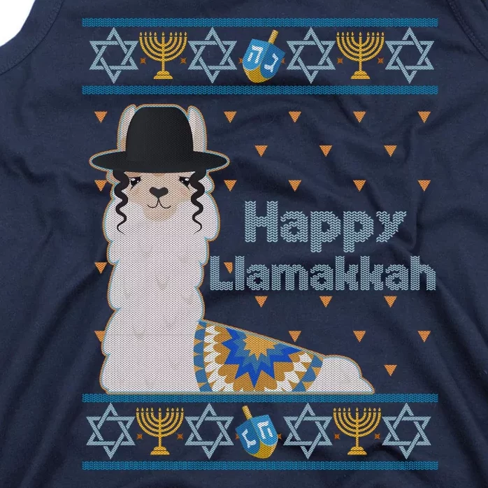 Funny Happy Llamakkah Ugly Hanukkah Sweater Tank Top