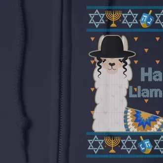 Funny Happy Llamakkah Ugly Hanukkah Sweater Full Zip Hoodie