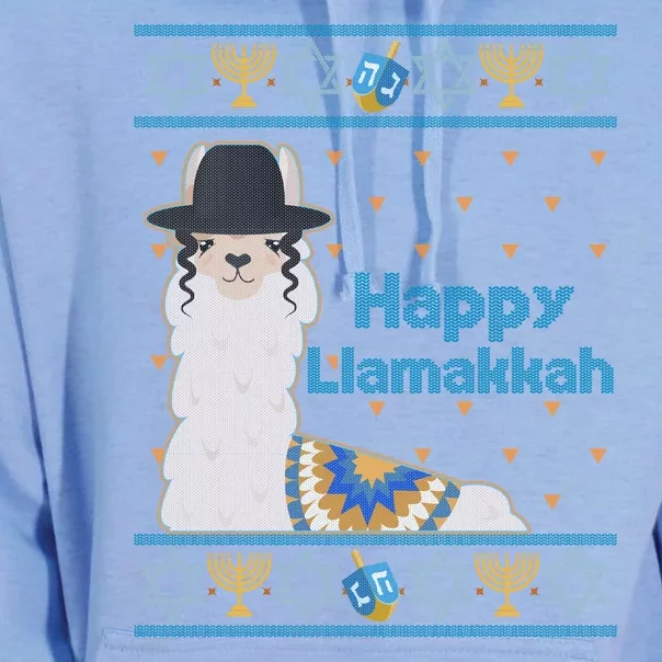 Funny Happy Llamakkah Ugly Hanukkah Sweater Unisex Surf Hoodie