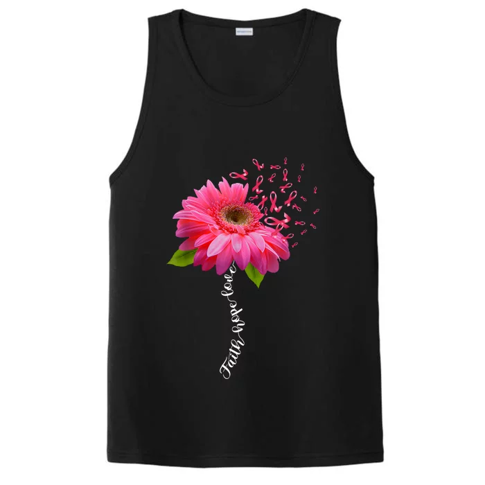 Faith Hope Love Pink Ribbon Daisy Flower Breast Cancer Performance Tank