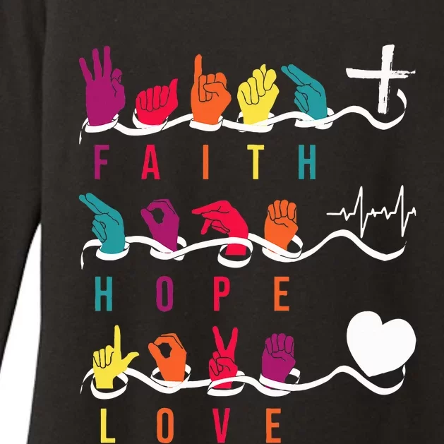 Faith Hope Love Asl American Sign Language Womens CVC Long Sleeve Shirt