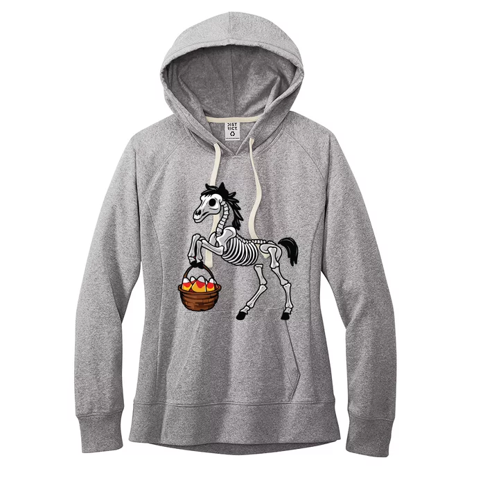 Funny Horse Lover Halloween Skeleton Spooky Candy Corn Women's Fleece Hoodie