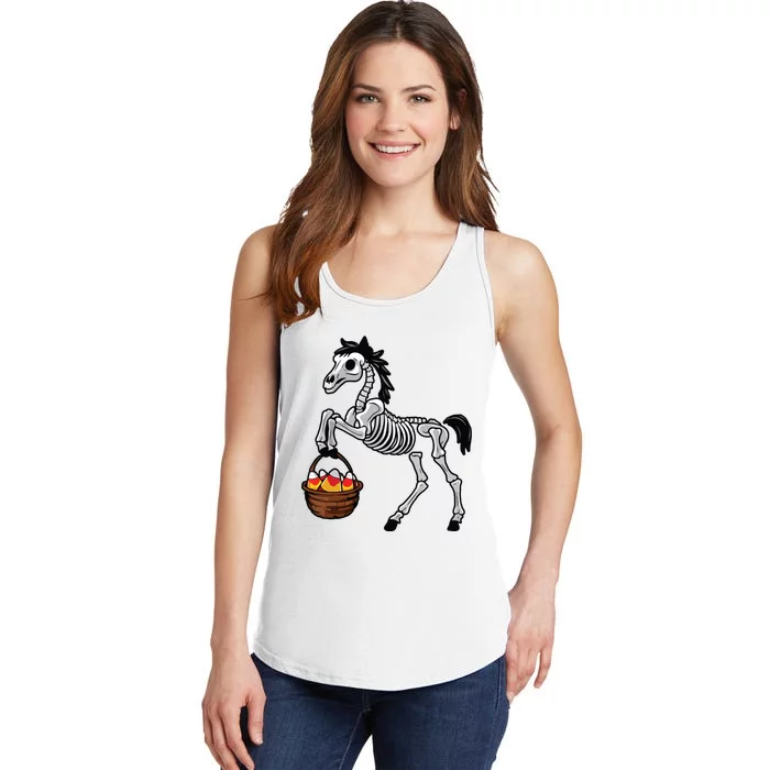 Funny Horse Lover Halloween Skeleton Spooky Candy Corn Ladies Essential Tank