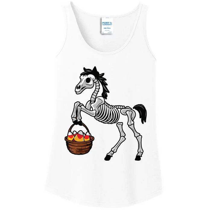 Funny Horse Lover Halloween Skeleton Spooky Candy Corn Ladies Essential Tank