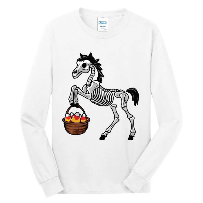 Funny Horse Lover Halloween Skeleton Spooky Candy Corn Tall Long Sleeve T-Shirt