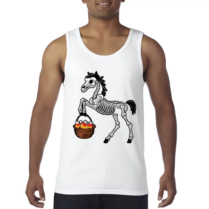 Funny Horse Lover Halloween Skeleton Spooky Candy Corn Tank Top