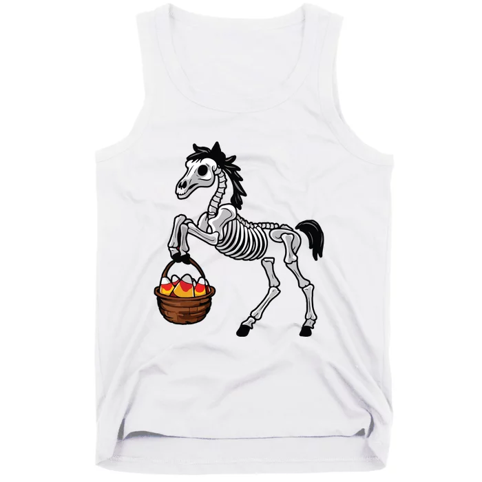 Funny Horse Lover Halloween Skeleton Spooky Candy Corn Tank Top