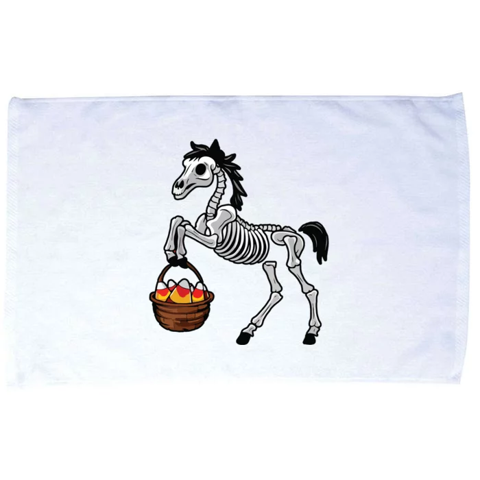 Funny Horse Lover Halloween Skeleton Spooky Candy Corn Microfiber Hand Towel