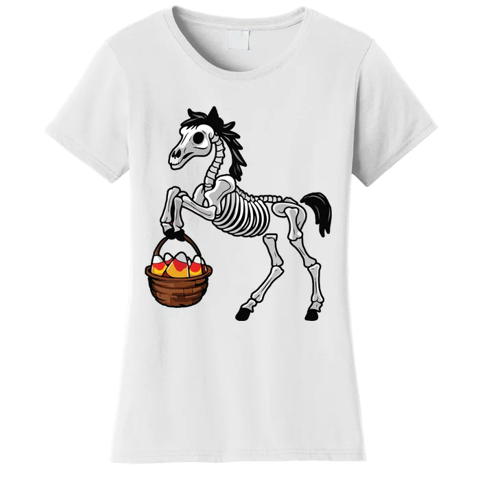 Funny Horse Lover Halloween Skeleton Spooky Candy Corn Women's T-Shirt