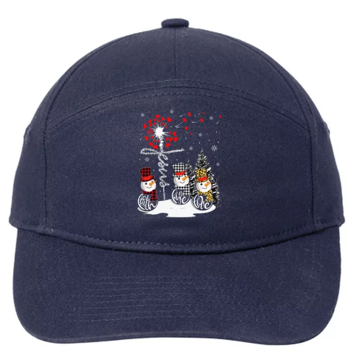 Faith Hope Love Snowman Jesus Dandelion Christian Christmas 7-Panel Snapback Hat