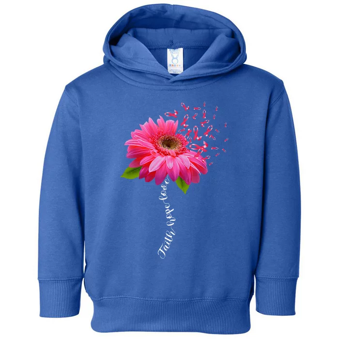 Faith Hope Love Pink Ribbon Daisy Flower Breast Cancer Toddler Hoodie