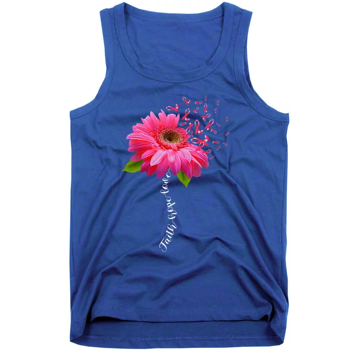 Faith Hope Love Pink Ribbon Daisy Flower Breast Cancer Tank Top