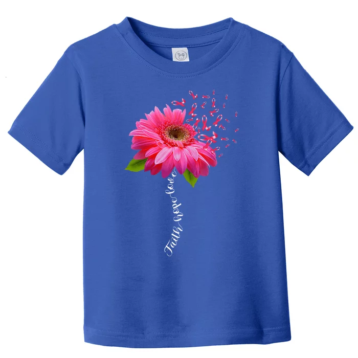 Faith Hope Love Pink Ribbon Daisy Flower Breast Cancer Toddler T-Shirt