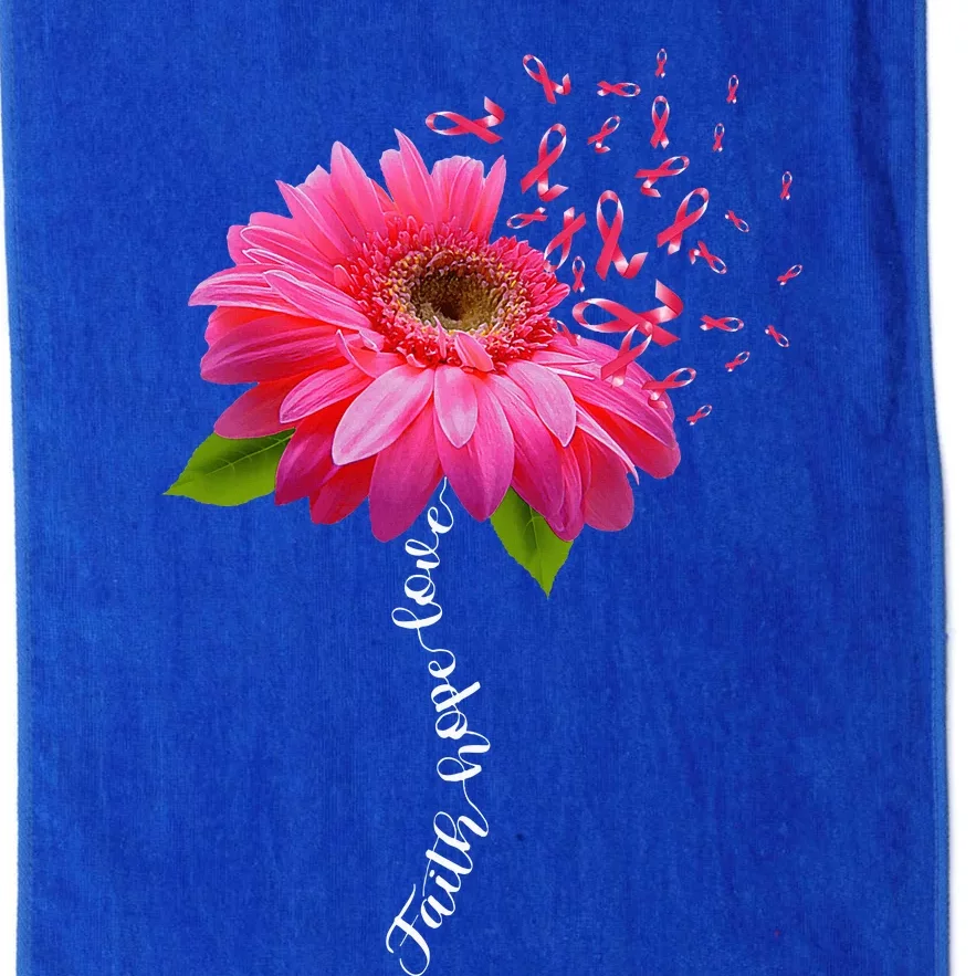 Faith Hope Love Pink Ribbon Daisy Flower Breast Cancer Platinum Collection Golf Towel