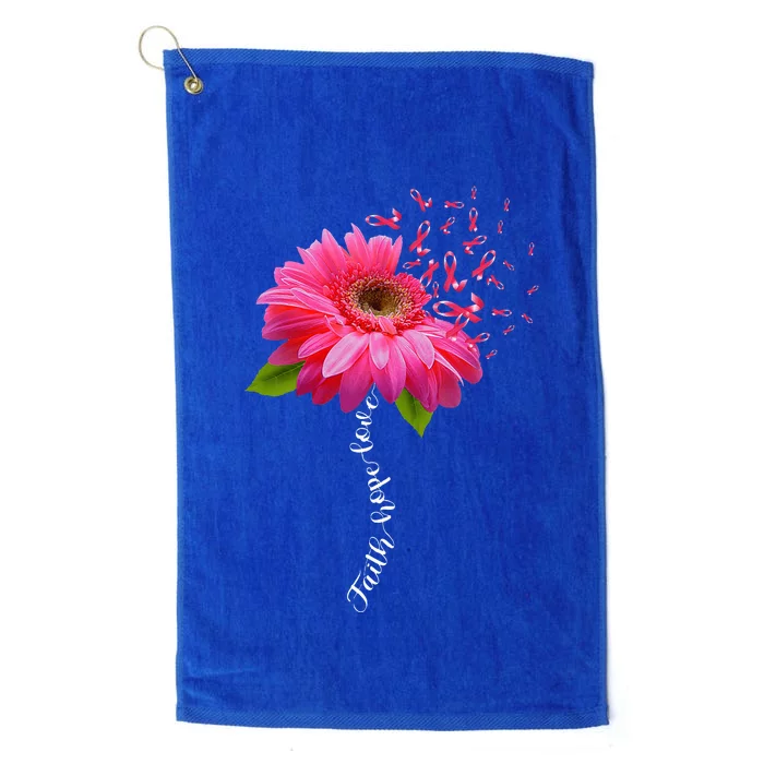 Faith Hope Love Pink Ribbon Daisy Flower Breast Cancer Platinum Collection Golf Towel