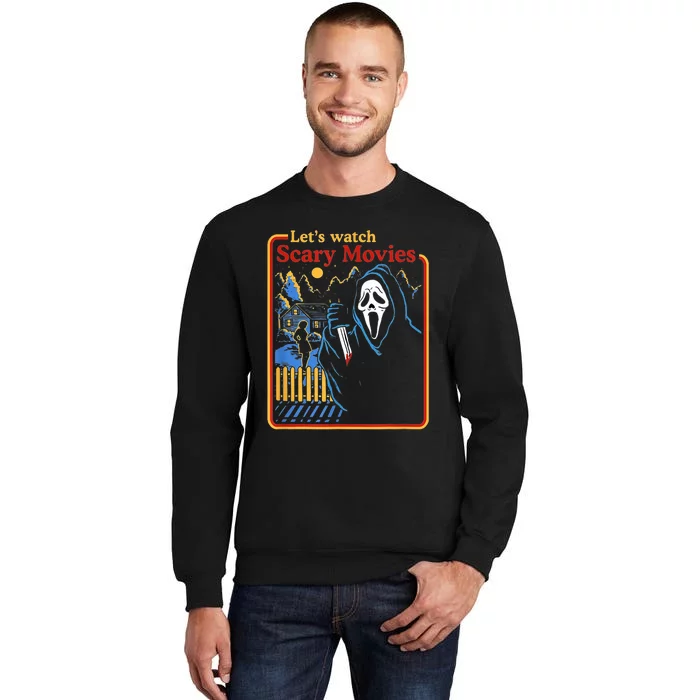 Funny Halloween Let’S Watch Scary Horror Movies Ghost Tall Sweatshirt