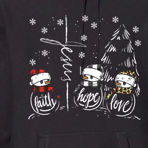 Faith Hope Love Jesus Snowman Plaid Leopard Christmas Gift Premium Hoodie