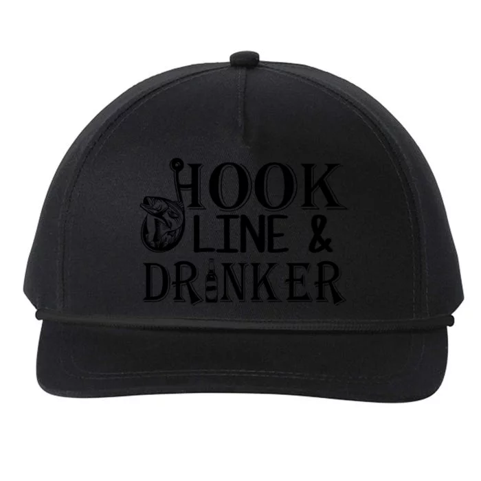 Fishing Hook Line And Drinker Father's Day Gift Snapback Five-Panel Rope Hat