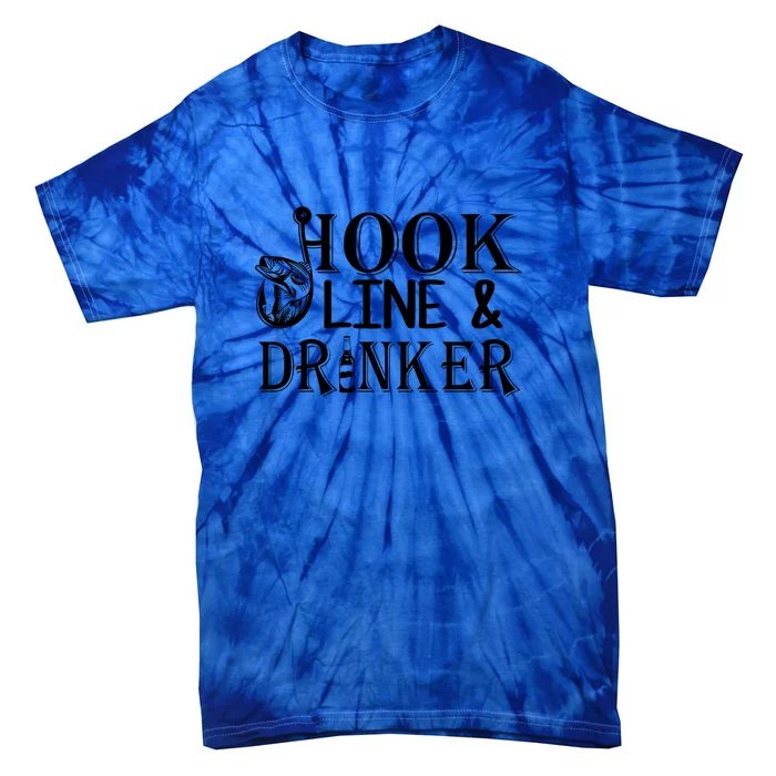 Fishing Hook Line And Drinker Father's Day Gift Tie-Dye T-Shirt