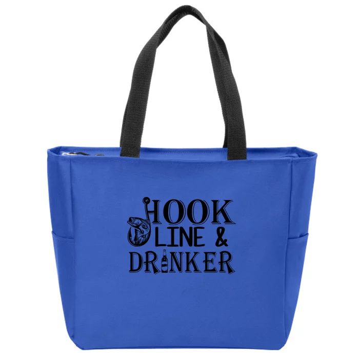 Fishing Hook Line And Drinker Father's Day Gift Zip Tote Bag