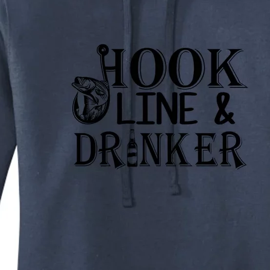 Fishing Hook Line And Drinker Father's Day Gift Women's Pullover Hoodie