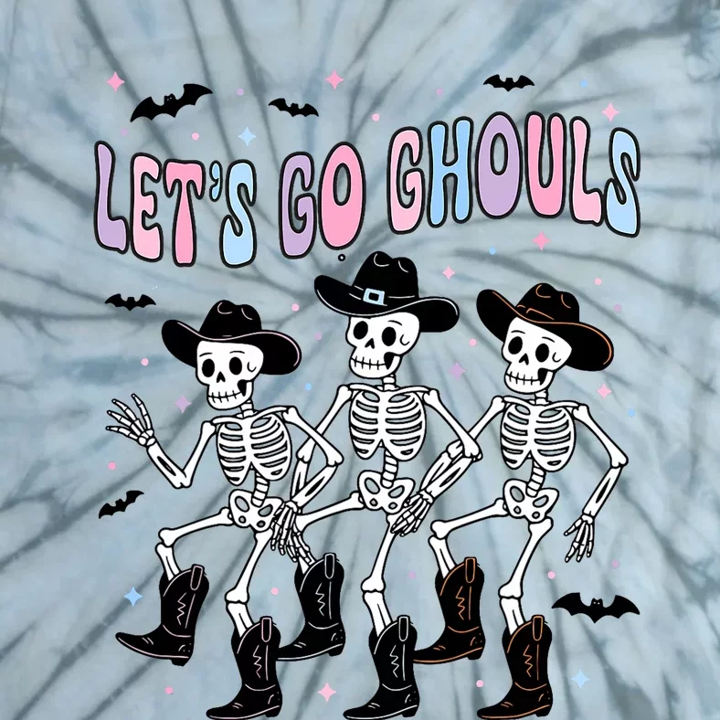 Funny Halloween Lets Go Ghouls Dancing Skeleton Ghost Outfit Tie-Dye T-Shirt