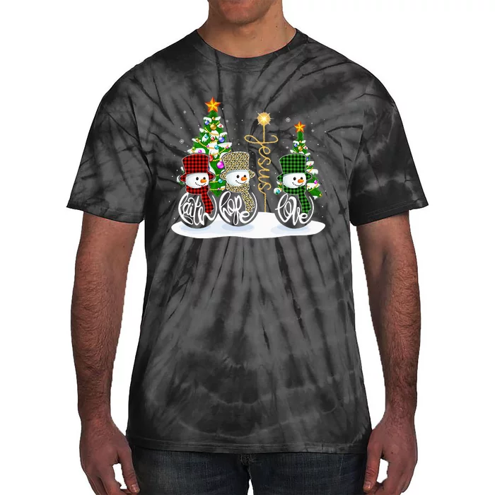 Faith Hope Love Snowman Jesus Funny Xmas Cross For Christian Tie-Dye T-Shirt