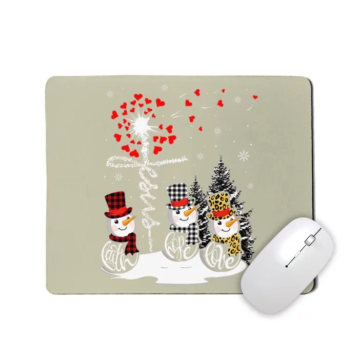 Faith Hope Love Snowman Jesus Dandelion Christian Christmas Mousepad