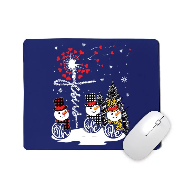 Faith Hope Love Snowman Jesus Dandelion Christian Christmas Mousepad