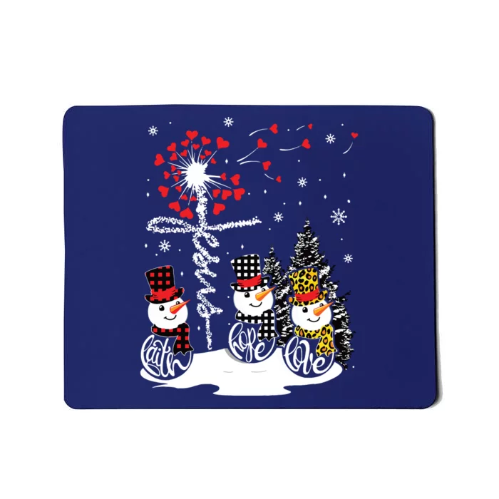 Faith Hope Love Snowman Jesus Dandelion Christian Christmas Mousepad